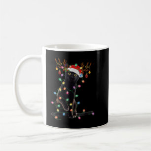 Rrendierzwarte kerst verlicht de grappige kattenli koffiemok