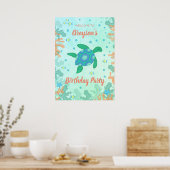 Rschildpad onder Zee Birthday Party Poster (Keuken)