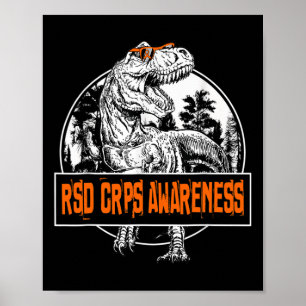 RSD CRPS Awareness Dinosaur Oranje Ribbon Poster
