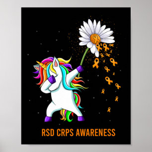 RSD CRPS Awareness Unicorn Sinaasappel Ribbon Dais Poster