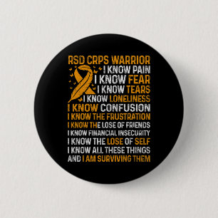 RSD CRPS Warrior Sinaasappel Ribbon CRPS Awareness Ronde Button 5,7 Cm