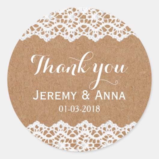 Rstic lace bruiloft sticker (Voorkant)