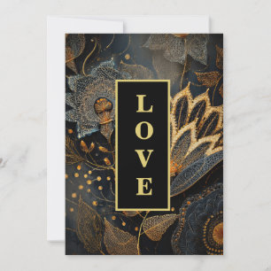 *~ RSVP 20 AR26 QR Gold Lace LOVE Vintage Wedding Kaart