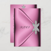 RSVP 21e Verjaardagsfeest Roze Zijde Diamanten Juw (Voorkant / Achterkant)