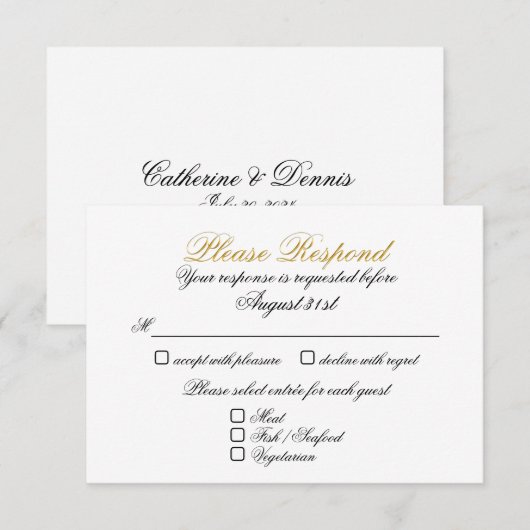 RSVP 2 Entrée Or Faux (Devant / Derrière)