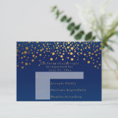 RSVP 2 Marine Blue & Confetti Gold Dot Mariage (Debout devant)
