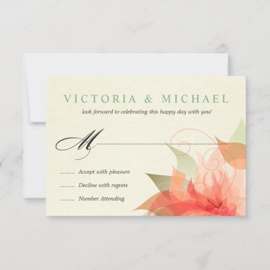 RSVP 2-zijdig herfst oranje bloemen Kaartje (Voorkant)
