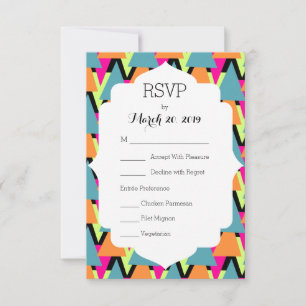 RSVP 80-stijl Geometrische patroon van bruiloft Kaartje