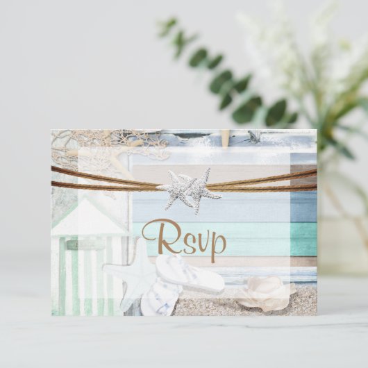 RSVP aan het strand bruiloft (Staand voorkant)