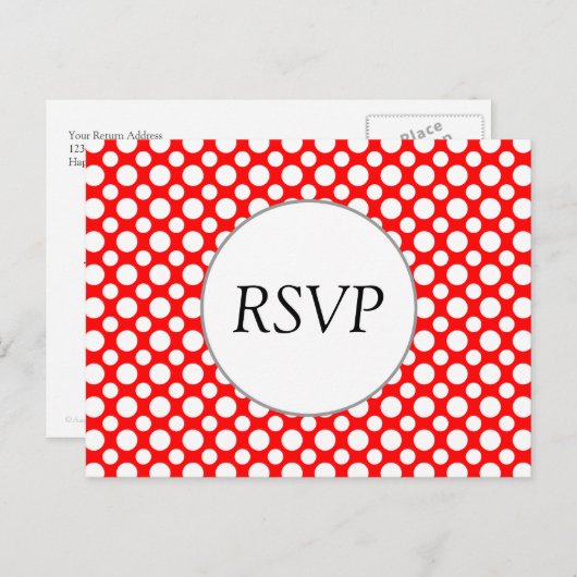 RSVP Aangepaste witte poolpunten op rood Briefkaar Uitnodiging Briefkaart (Voorkant / Achterkant)