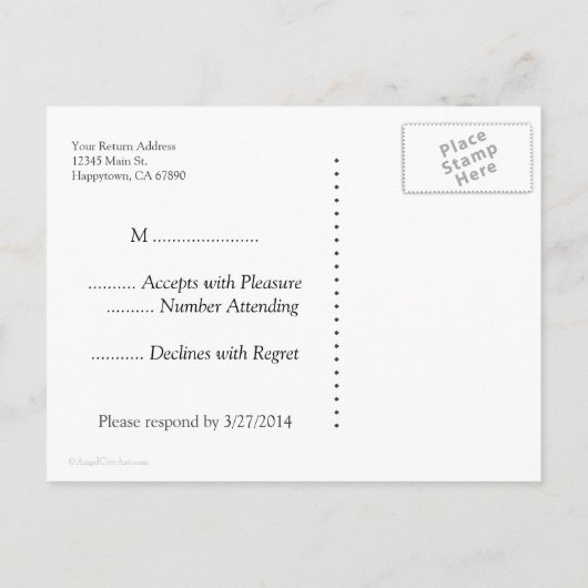 RSVP Aangepaste witte poolpunten op rood Briefkaar Uitnodiging Briefkaart (Achterkant)