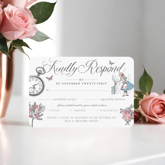 RSVP Alice in Wonderland & Luier Raffle Informatiekaartje
