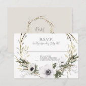 RSVP Anemone Floral BOHO Twig Krans Waterverf Kaartje (Voorkant / Achterkant)