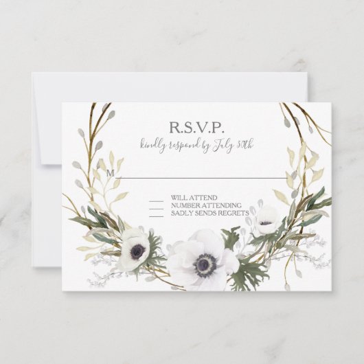 RSVP Anemone Floral BOHO Twig Wreath Aquarelle (Devant)