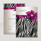RSVP Anniversaire Fête Zèbre Blanc Crème Noir Rose (Devant / Derrière)