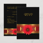 RSVP Anniversaire Noir Fleur Rouge Or Bow (Devant / Derrière)