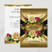 RSVP Anniversaire Roses Red Cream Gold (Devant / Derrière)