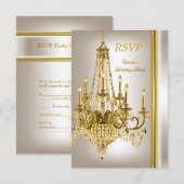RSVP Anniversaire Soirée Gold Chandelier blanc crè (Devant / Derrière)