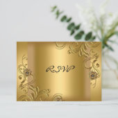 RSVP Anniversaire Soirée Or Élégant Sur Or Floral  (Debout devant)