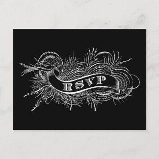 RSVP-ansichtkaart met Victoriaanse vogel Uitnodiging Briefkaart