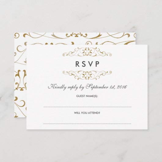 RSVP Antiek Goud Bloeiende Bruiloft (Voorkant / Achterkant)