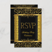 RSVP antwoord Damask Zwart Goud op Goud (Voorkant / Achterkant)