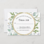 RSVP-antwoord Eucalyptus Gouden Krans Loof Kaart (Voorkant)