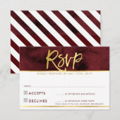 RSVP ANTWOORD KAART moderne rode kastanjebruin gou (Voorkant / Achterkant)