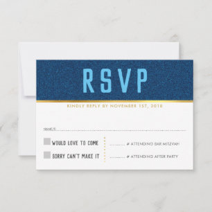 RSVP ANTWOORD KAART smart bold type goud denim bla