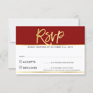 RSVP ANTWOORD modern donkerrood bordeauxrood goud