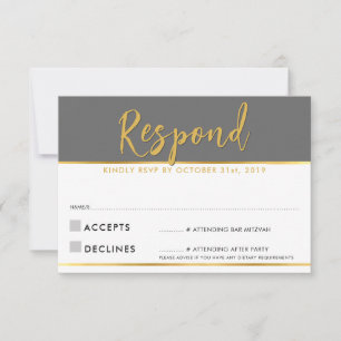 RSVP ANTWOORD modern eenvoudig grijs goud