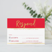RSVP ANTWOORD modern eenvoudig rood goud (Staand voorkant)