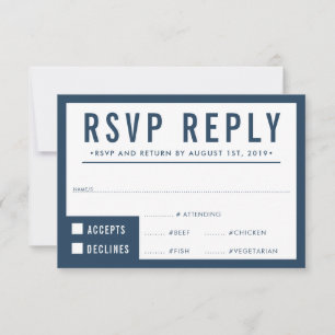 RSVP ANTWOORD REACTIE eenvoudig modern blok marine