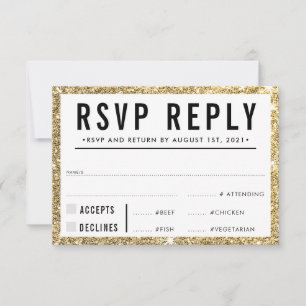 RSVP ANTWOORD REACTIE eenvoudig moderne gouden gli