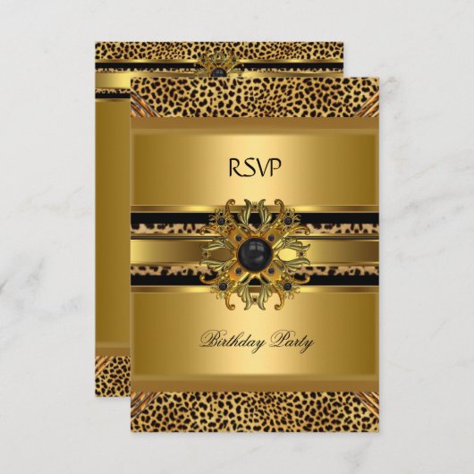 RSVP antwoord Reactie Elegant Leopard Gold Black (Voorkant / Achterkant)