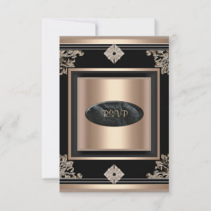 RSVP-antwoord reactie feest Art Deco Zwart Coffee RSVP Kaartje
