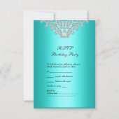RSVP-antwoord reactie feest Turkoois Wit Diamant RSVP Kaartje (Achterkant)