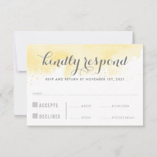 RSVP ANTWOORD REACTIE geel waterverf maaltijden