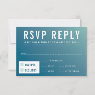 RSVP ANTWOORD REACTIE modern blauw mint verloop