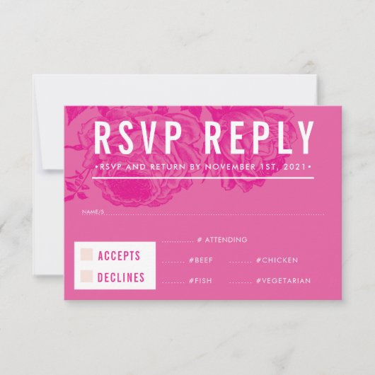 RSVP ANTWOORD REACTIE modern elegant floraal roze (Voorkant)