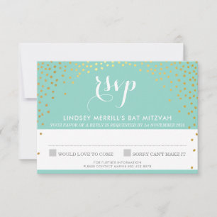 RSVP ANTWOORD REACTIE roestig goud mini confetti m Kaart