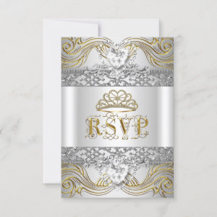 RSVP Antwoord Silver White Gold Quinceanera