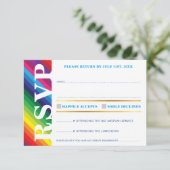 RSVP-ANTWOORDKAART cool bold kleurrijke regenboog RSVP Kaartje (Staand voorkant)