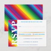RSVP-ANTWOORDKAART cool bold kleurrijke regenboog RSVP Kaartje (Voorkant / Achterkant)