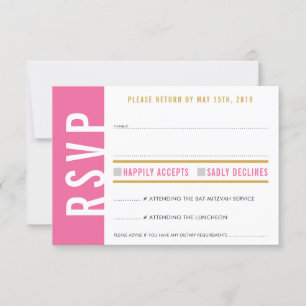 RSVP-ANTWOORDKAART cute mooie roze witte harten go RSVP Kaartje