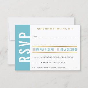 RSVP ANTWOORDKAART cute turquoise witte harten gou Kaartje