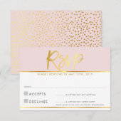 RSVP-ANTWOORDKAART lichtroze roze gouden schrift RSVP Kaartje (Voorkant / Achterkant)