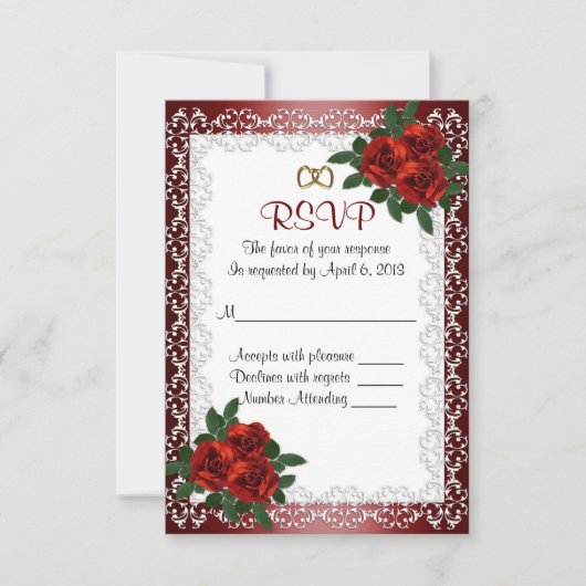 RSVP-antwoordkaart rode rozen RSVP Kaartje (Voorkant)