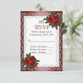 RSVP-antwoordkaart rode rozen RSVP Kaartje (Staand voorkant)