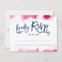 RSVP-ANTWOORDKAART stijlvolle donkerroze aquarel